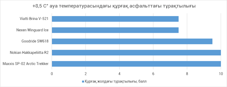 Устойчивость на сухом асфальте при температуре воздуха +8,5 С°